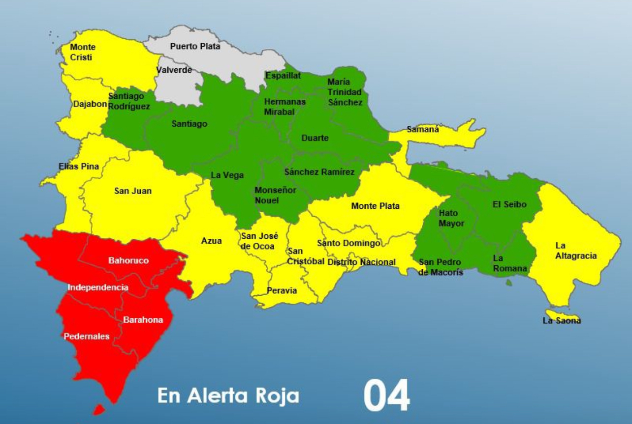 COE rebaja a 4 las provincias dominicanas en alerta roja COE rebaja a 4 las provincias dominicanas en alerta roja